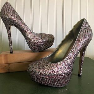 Bakers NWOT Sparkly Multi Melina SG Platform Heels